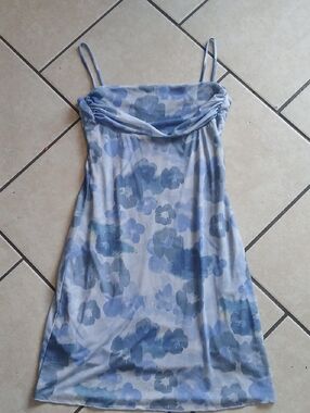 SEE YOU MONDAY Womens Size L Light Blue Floral Tank Top Mini Dress